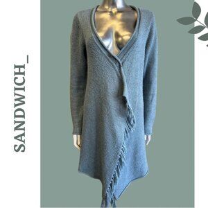 Samdwich_ Green Blue Long Sleeve Long Cardigan Sweater Fringe Size Small